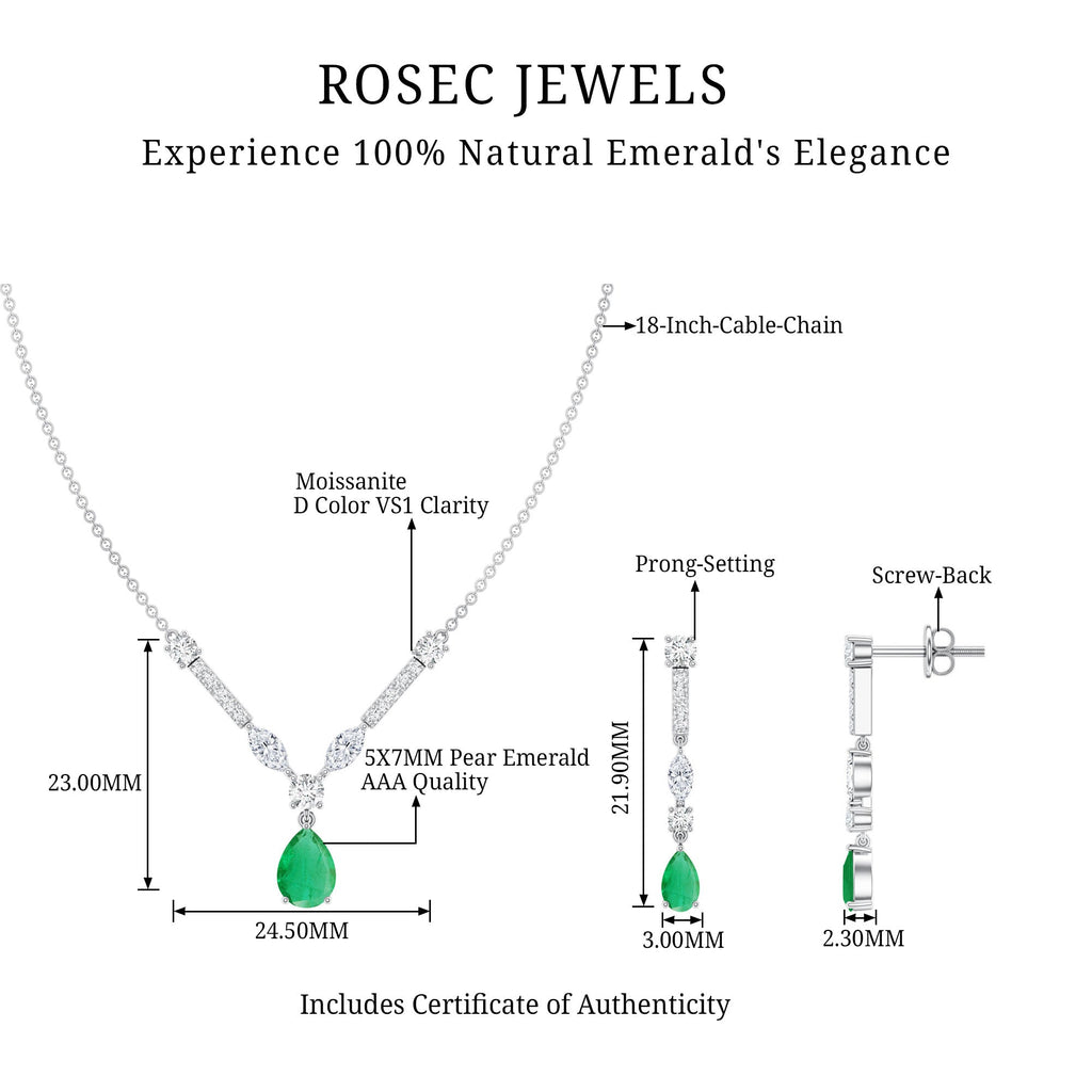 Certified Real Emerald Bridal Necklace and Earrings Set