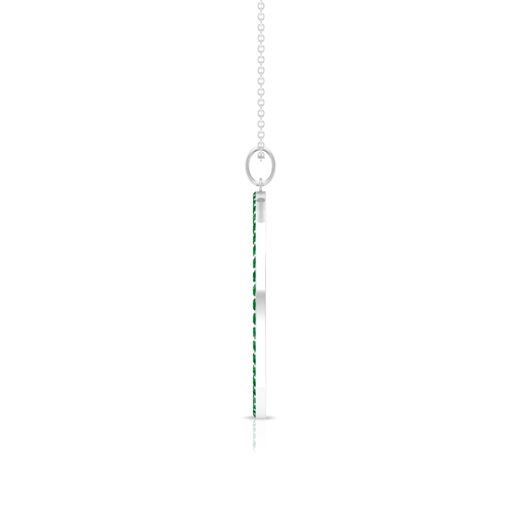 Emerald Eternity Pendant in Pave Setting