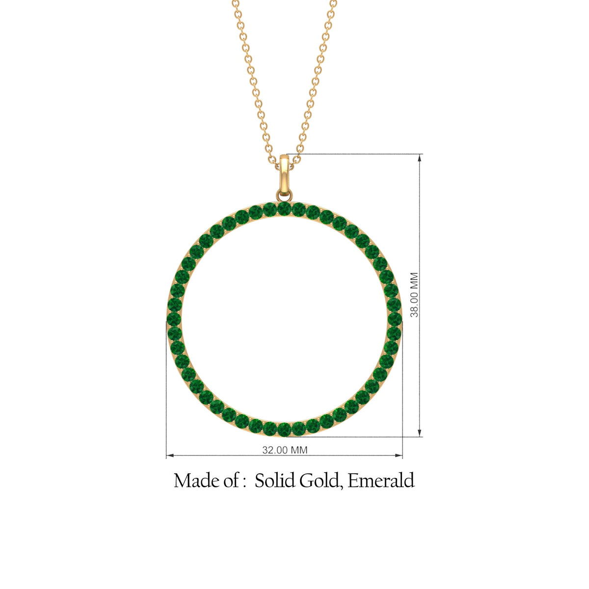 Emerald Eternity Pendant in Pave Setting