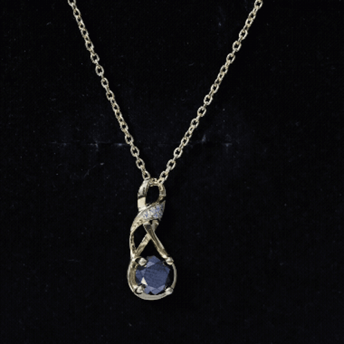 1 Carat Black and White Diamond Infinity Necklace with Silver Chain