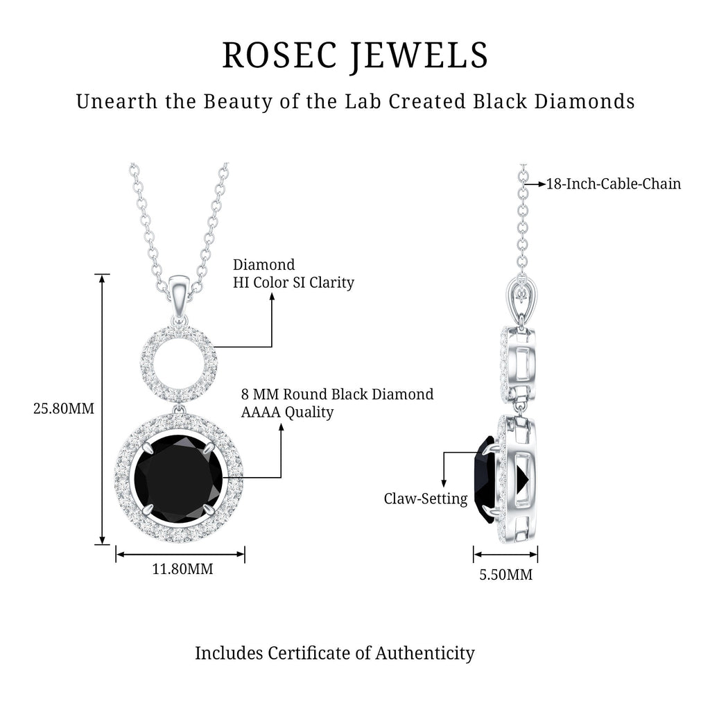Lab Created Black Diamond Drop & Dangle Necklace with White Diamond