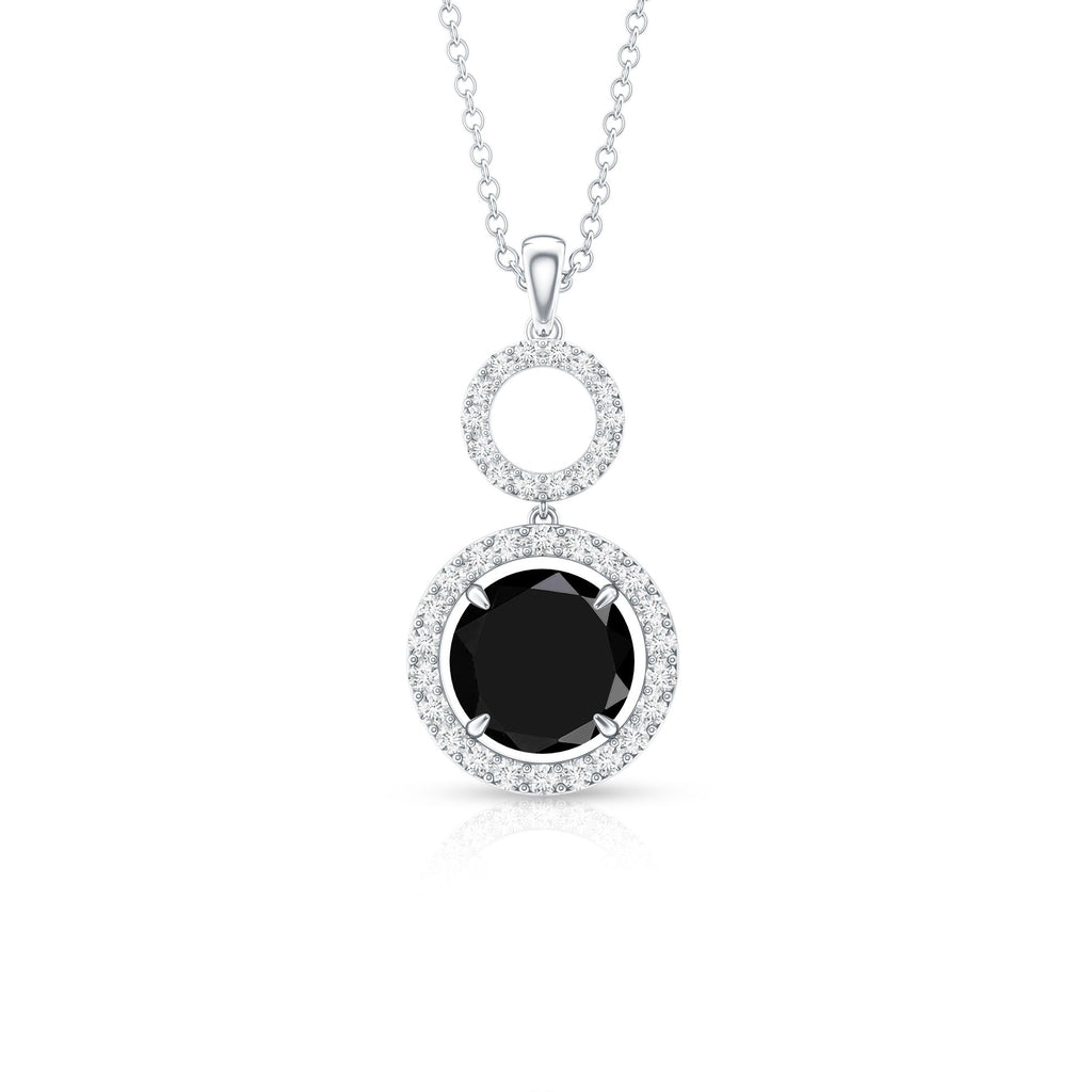 Lab Created Black Diamond Drop & Dangle Necklace with White Diamond