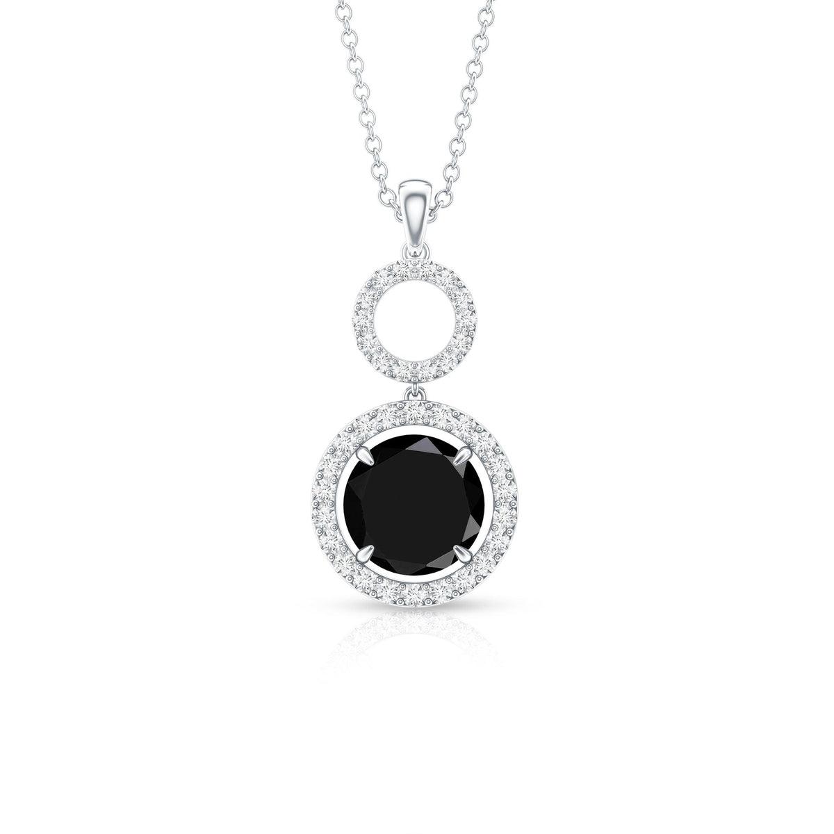Lab Created Black Diamond Drop & Dangle Necklace with White Diamond