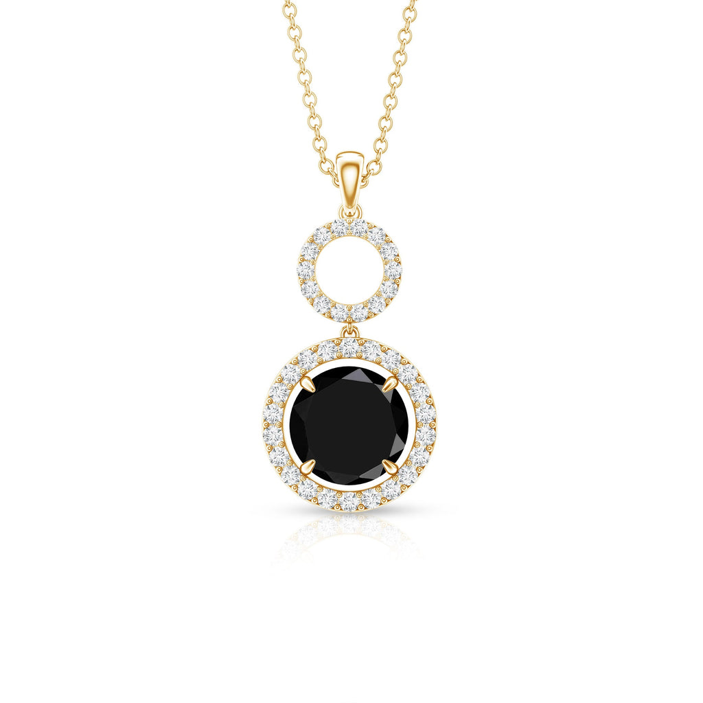 Lab Created Black Diamond Drop & Dangle Necklace with White Diamond