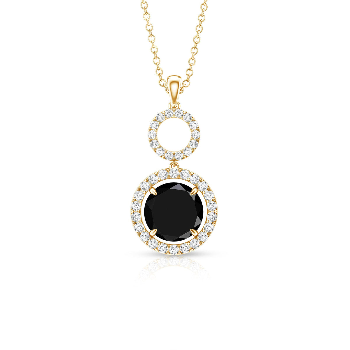 Lab Created Black Diamond Drop & Dangle Necklace with White Diamond