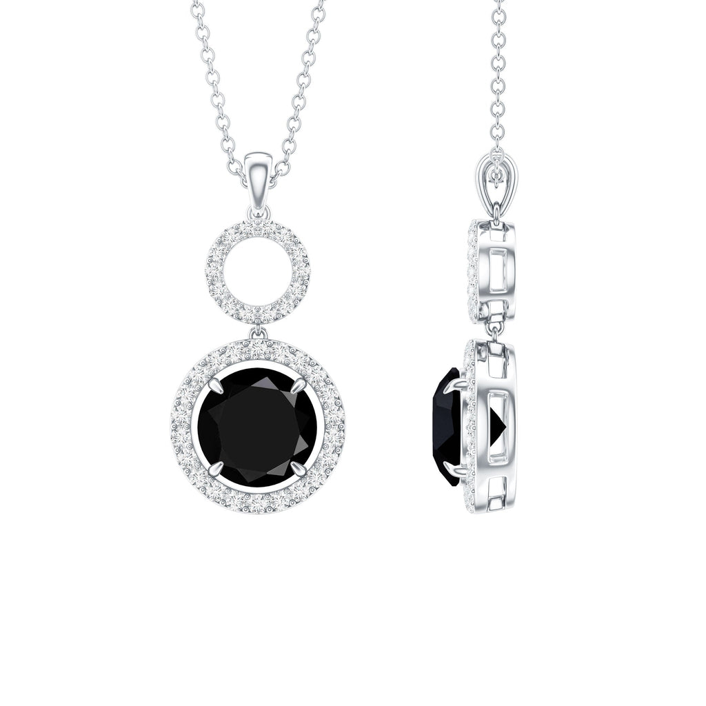 Classic 2 Carat Black Onyx Diamond Drop Necklace