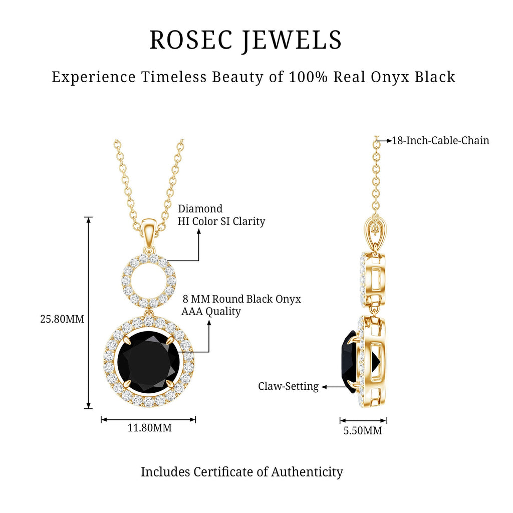 Classic 2 Carat Black Onyx Diamond Drop Necklace