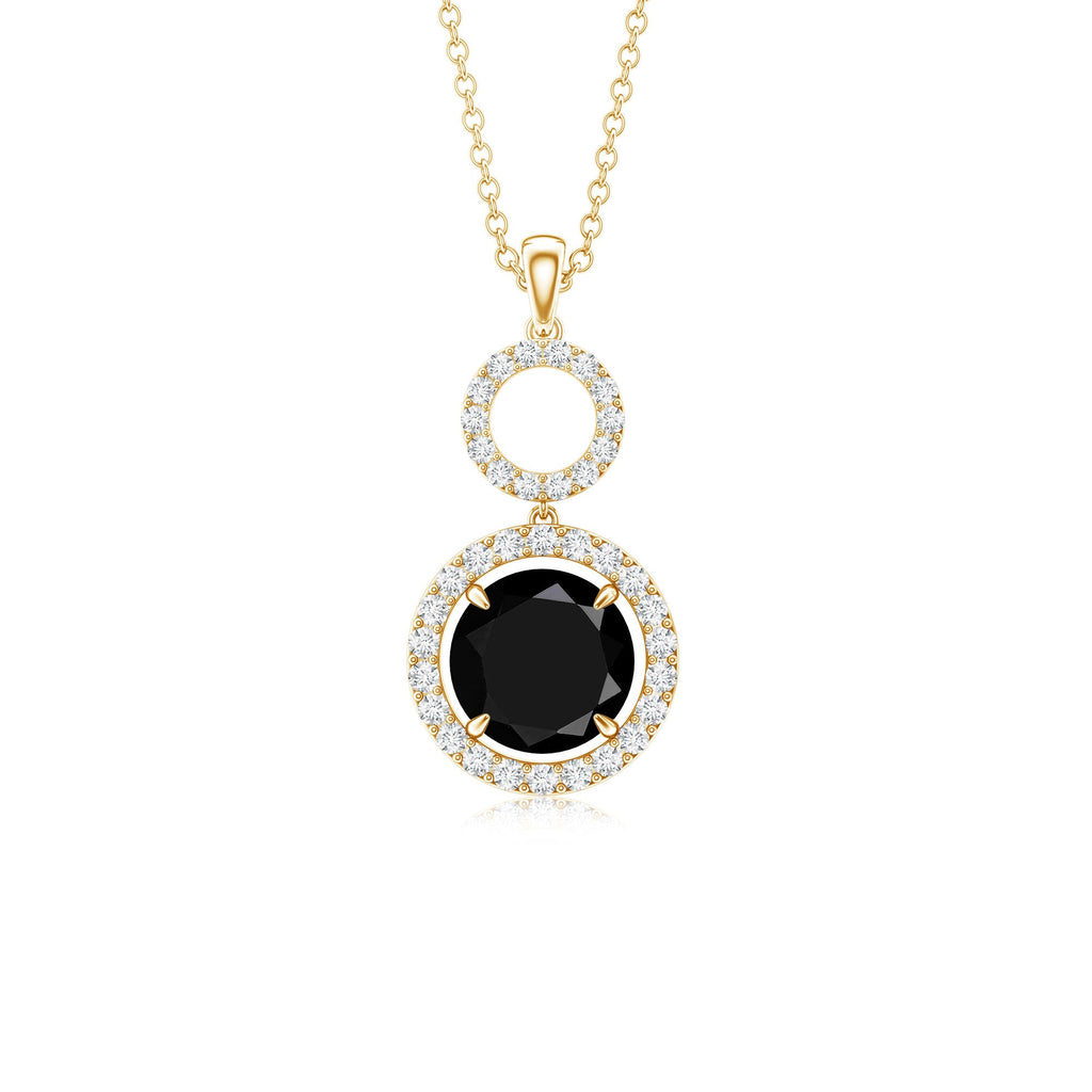 Classic 2 Carat Black Onyx Diamond Drop Necklace
