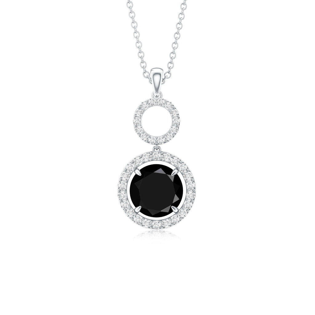 Real 2.6 Carat Black Spinel Drop Pendant Necklace with Diamond