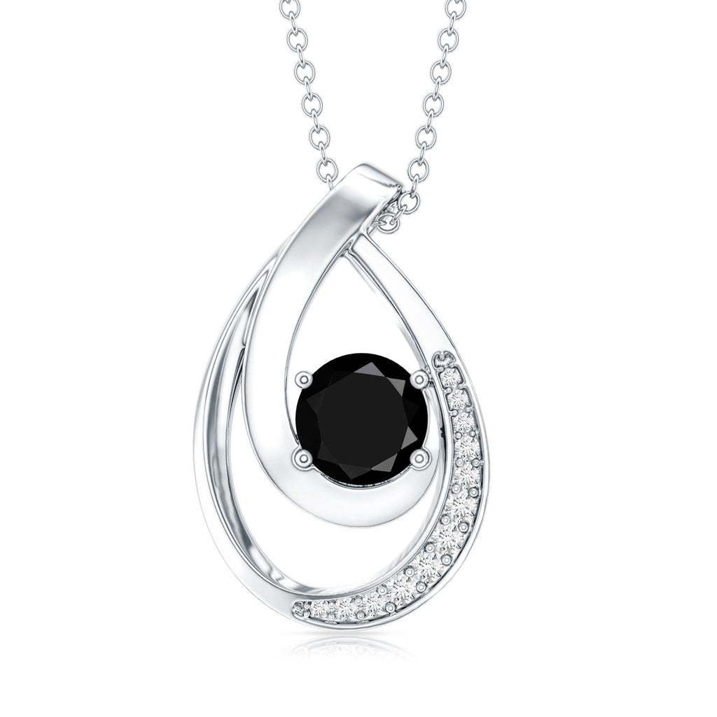 Certified Lab Grown Black and White Diamond Teardrop Necklace