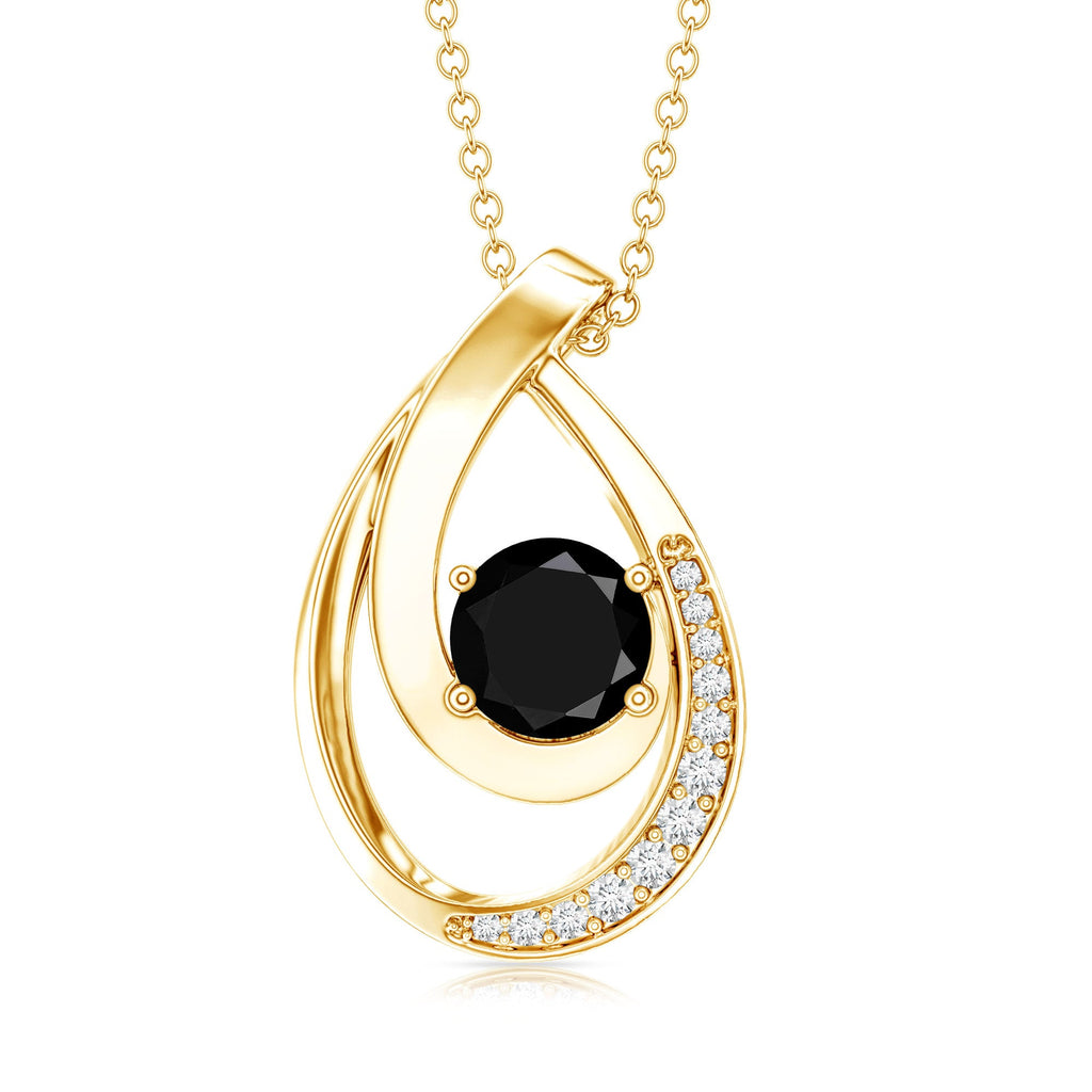 Certified Lab Grown Black and White Diamond Teardrop Necklace