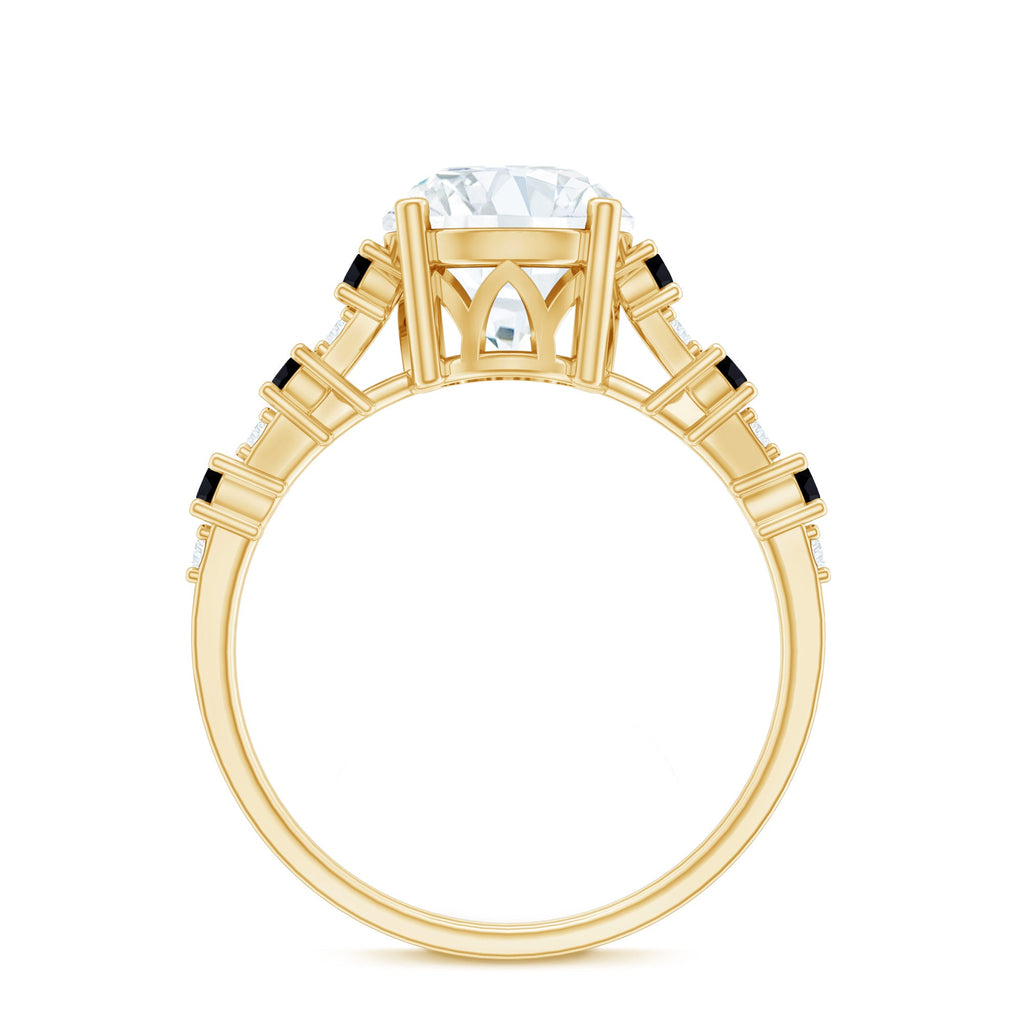 Lab Grown Diamond Designer Engagement Ring with Black Diamond