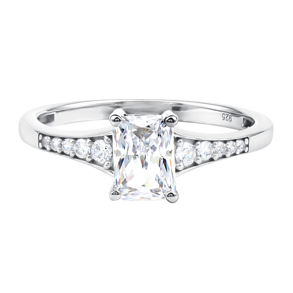 Brilliant Cut 1.7 Carat Lab Grown Diamond Emerald Cut Engagement Ring