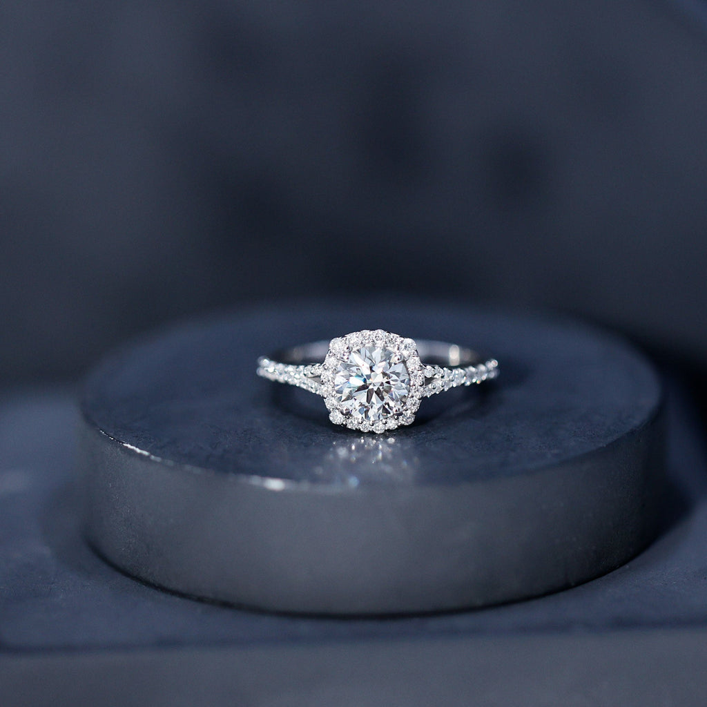 IGI Certified 1 Carat Lab Grown Diamond Halo Engagement Ring for Women