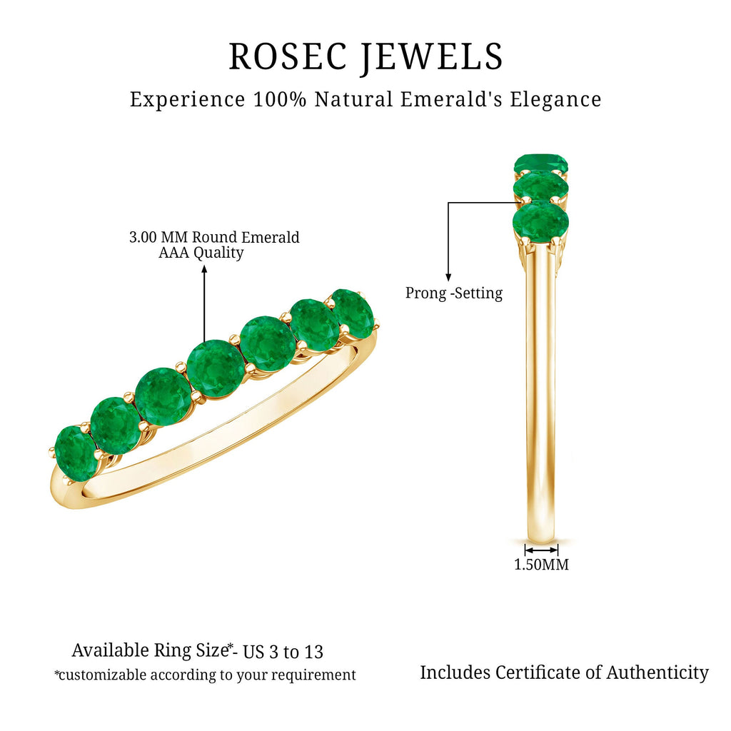 Certified 7 Stone Emerald Half Eternity Band for Women