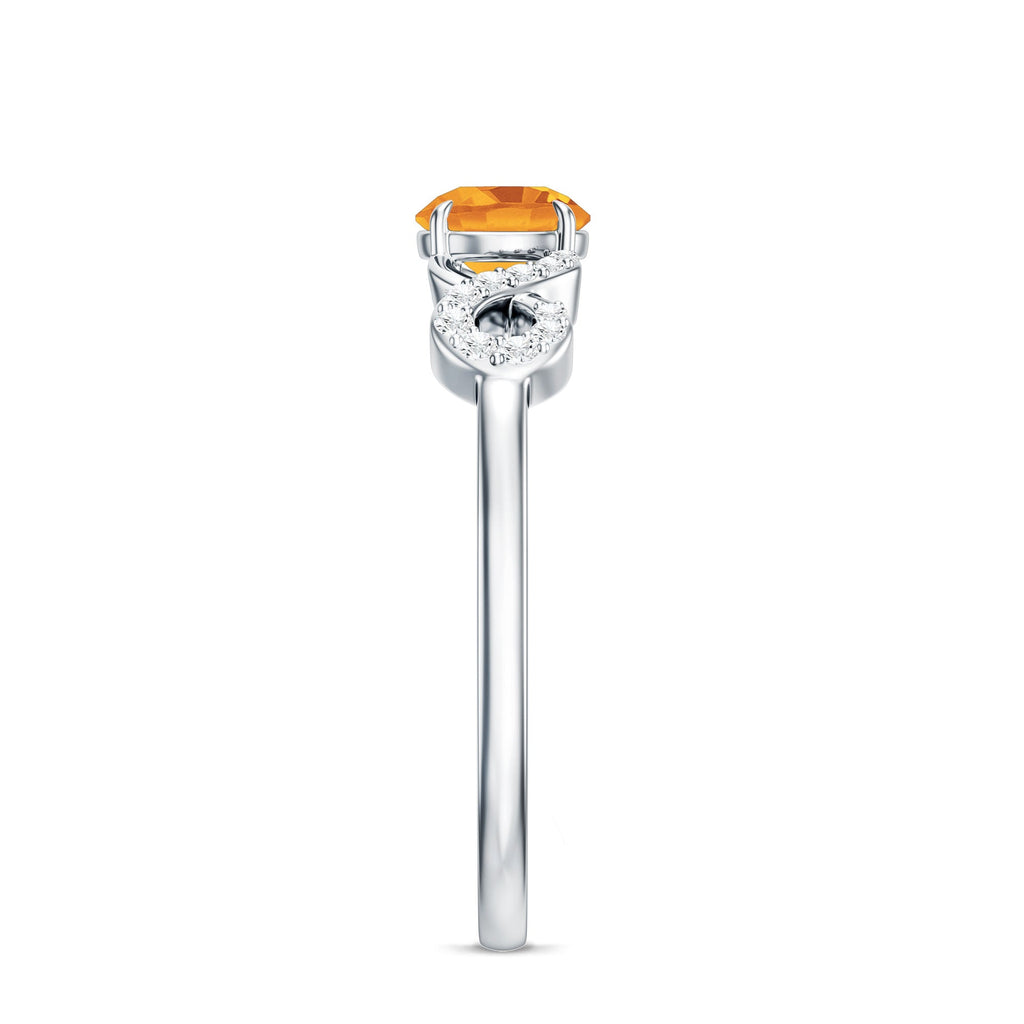 Certified Natural Citrine Infinity Promise Ring with Diamonds