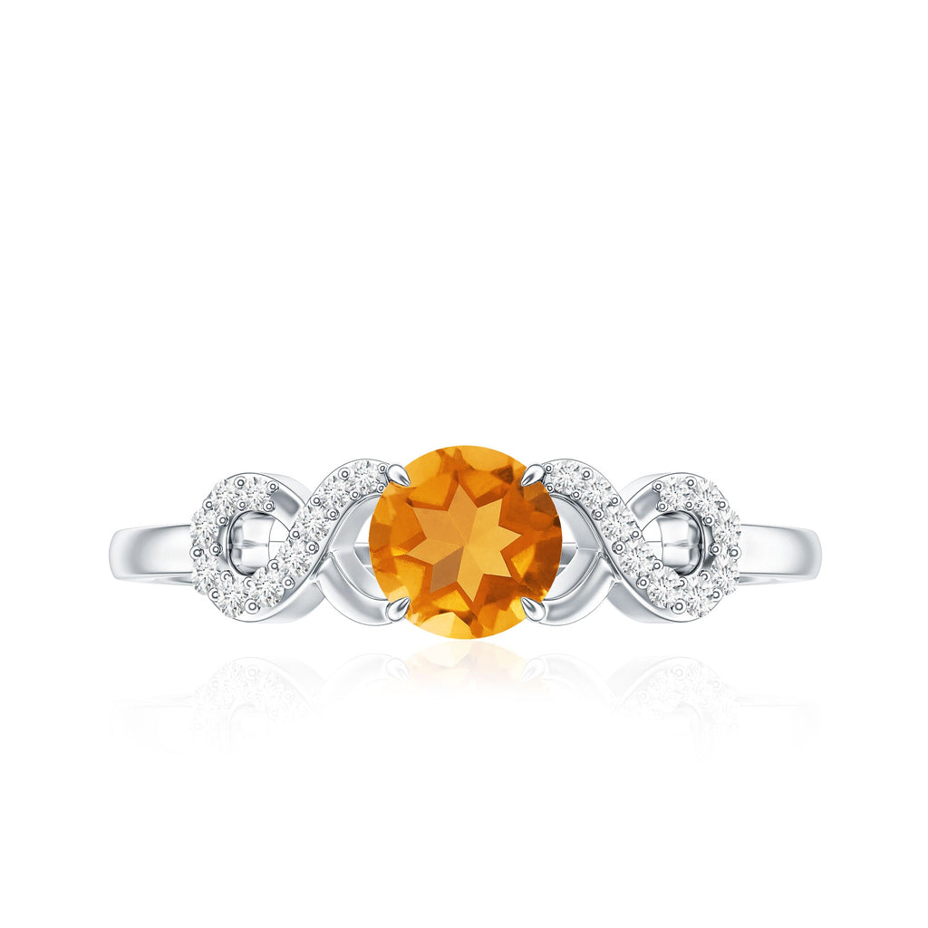 Certified Natural Citrine Infinity Promise Ring with Diamonds