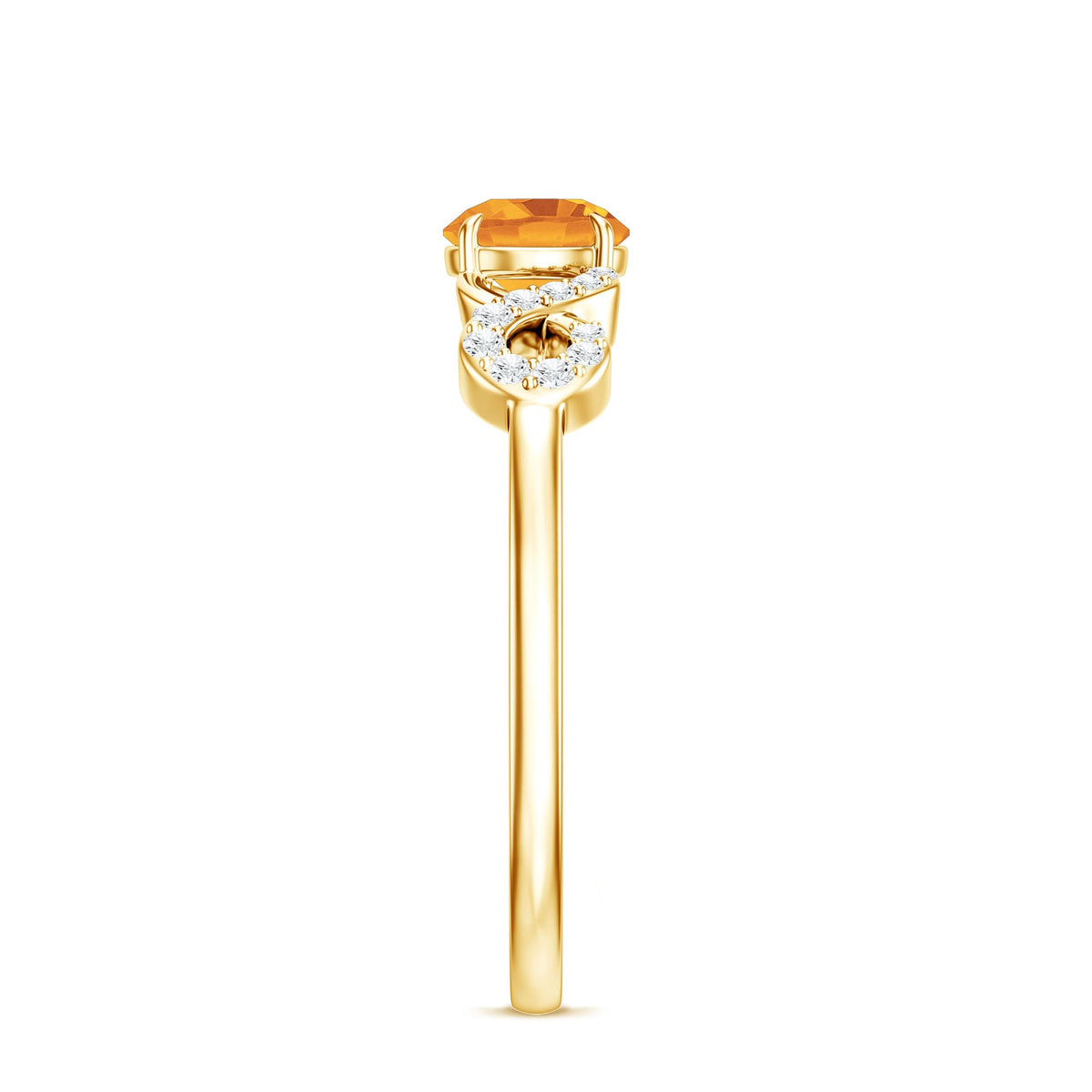 Certified Natural Citrine Infinity Promise Ring with Diamonds