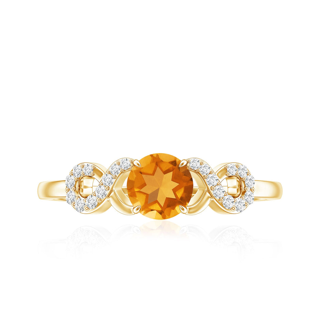 Certified Natural Citrine Infinity Promise Ring with Diamonds