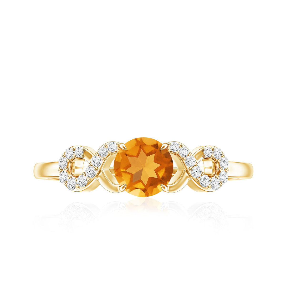 Certified Natural Citrine Infinity Promise Ring with Diamonds