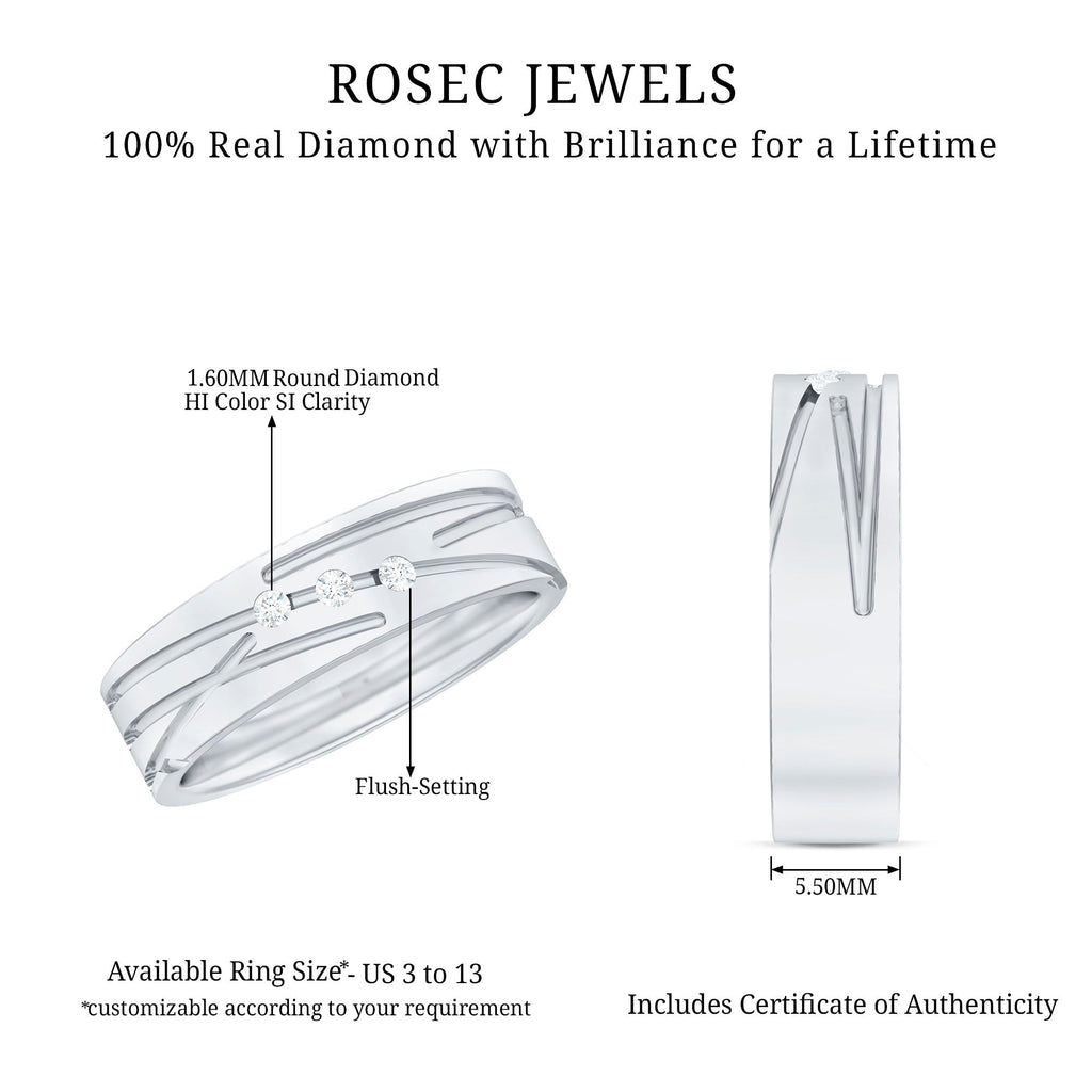 Diamond Wide Band Ring in Flush Setting