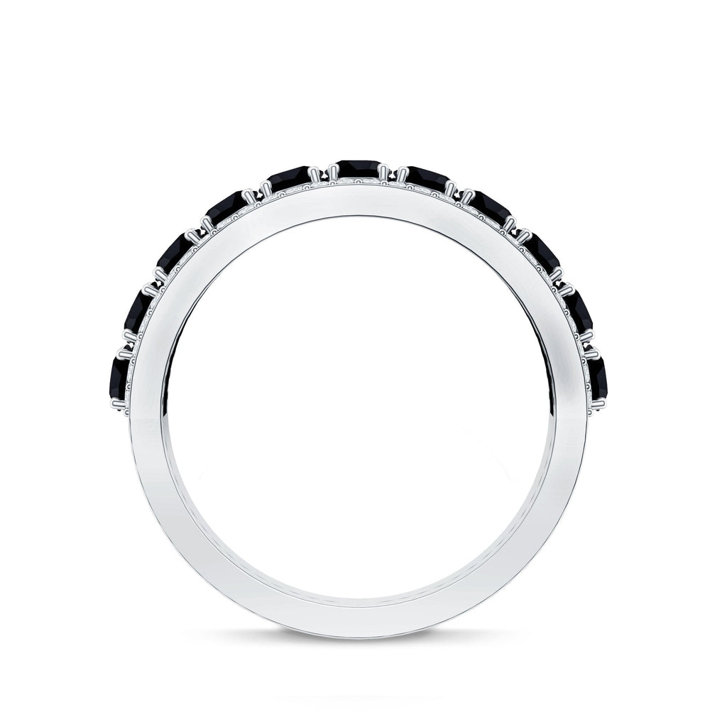 Certified Lab Grown Black and White Diamond Half Eternity Band Ring for Women