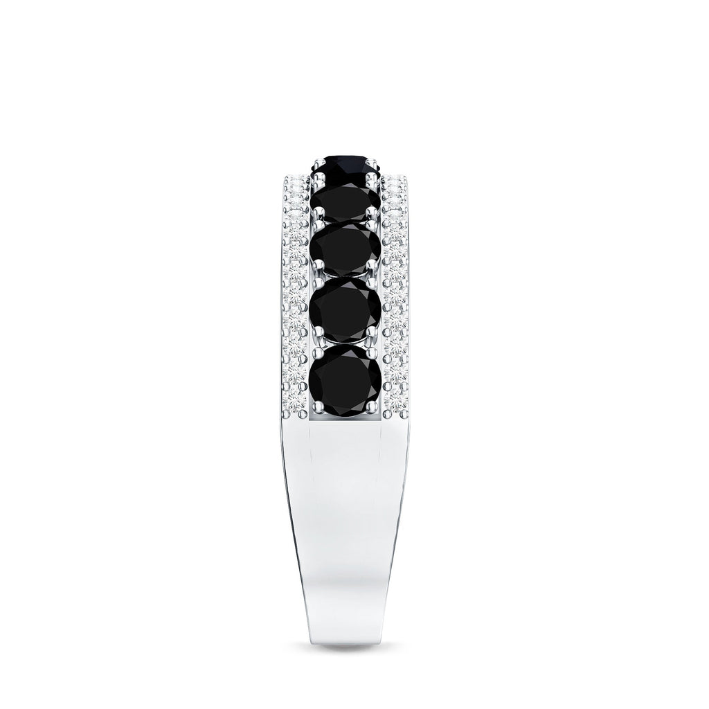 Certified Lab Grown Black and White Diamond Half Eternity Band Ring for Women