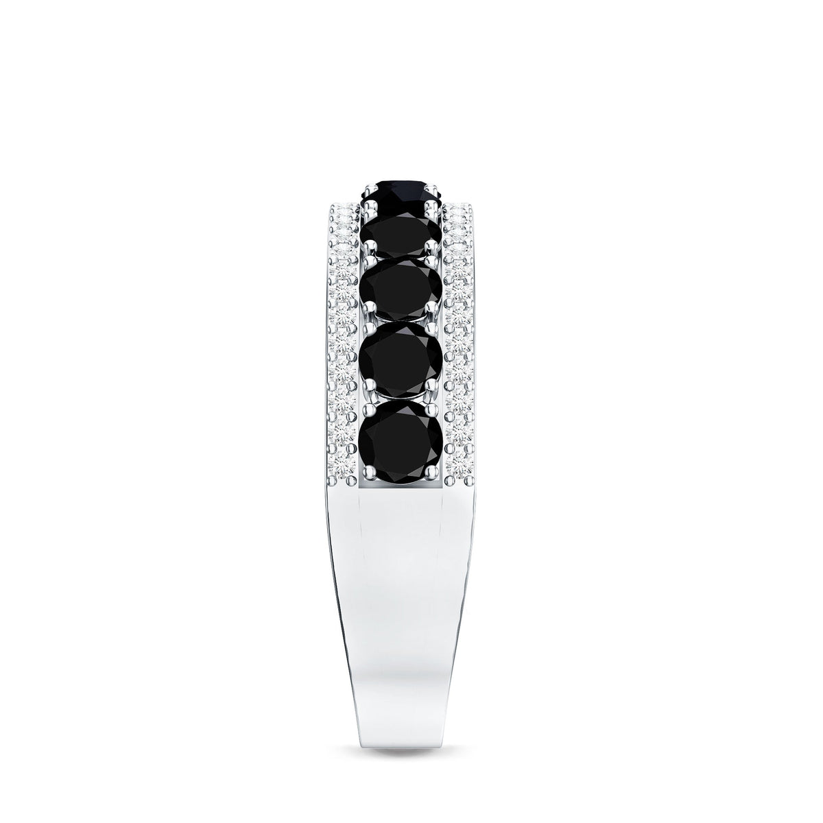 Certified Lab Grown Black and White Diamond Half Eternity Band Ring for Women