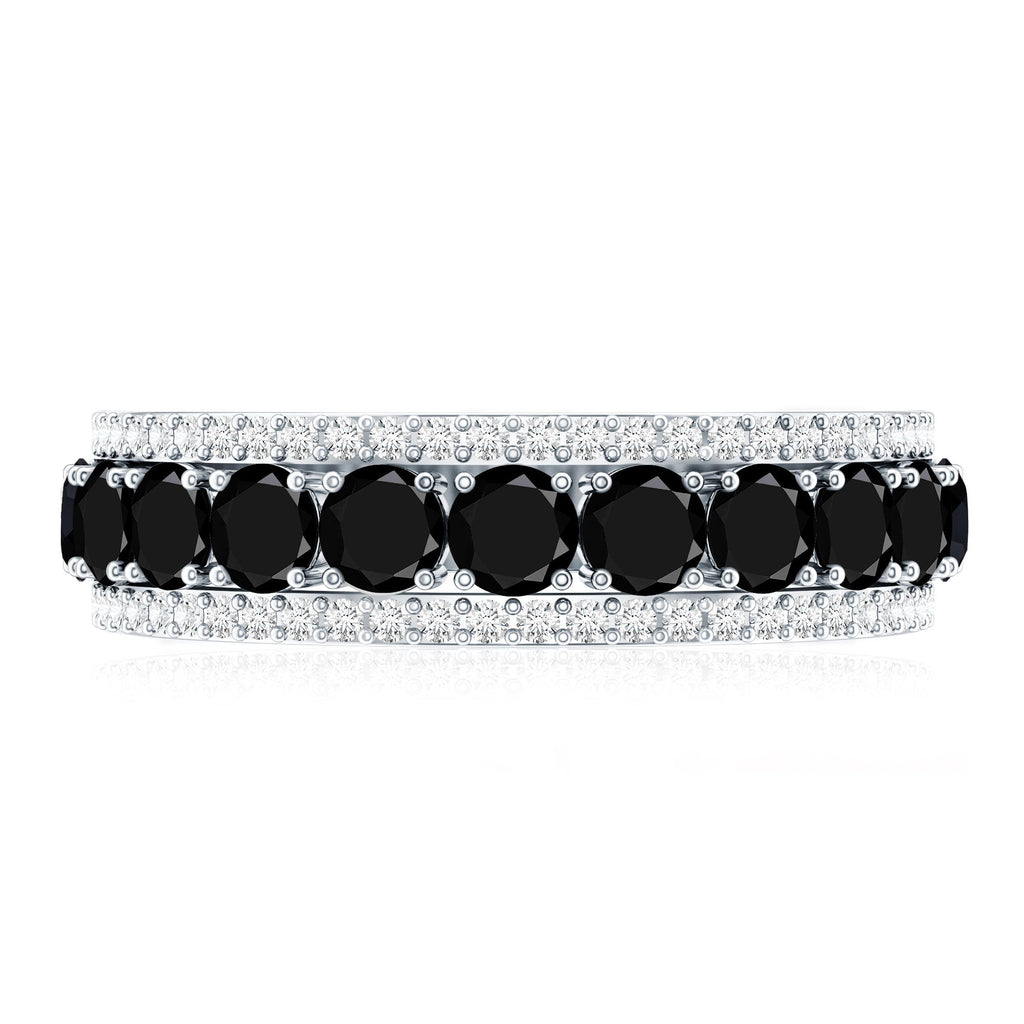 Certified Lab Grown Black and White Diamond Half Eternity Band Ring for Women