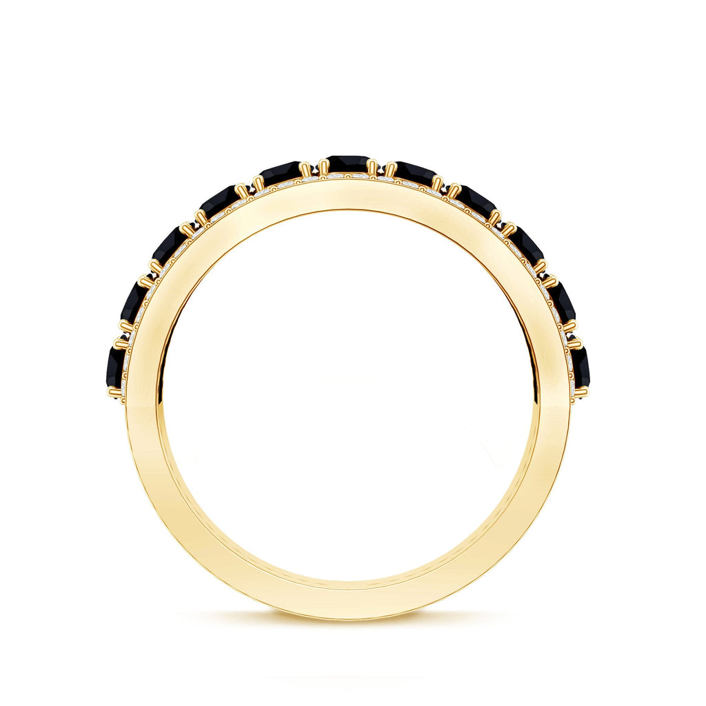 Certified Lab Grown Black and White Diamond Half Eternity Band Ring for Women