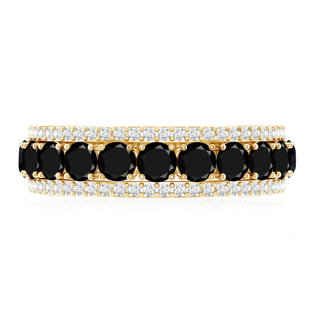 Certified Lab Grown Black and White Diamond Half Eternity Band Ring for Women