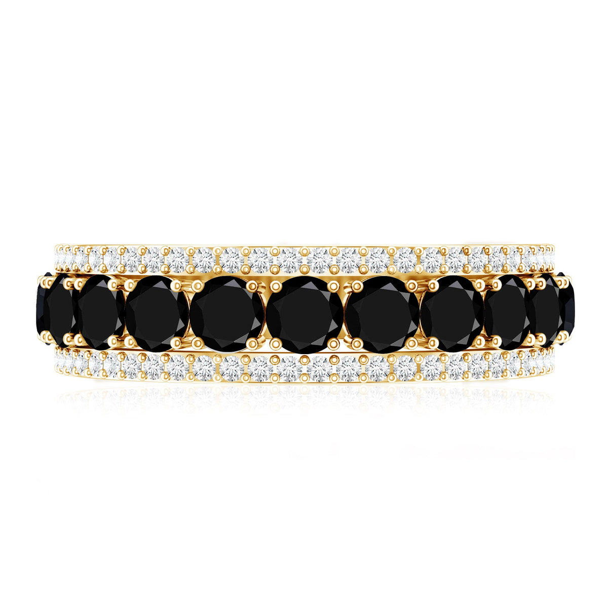 Certified Lab Grown Black and White Diamond Half Eternity Band Ring for Women