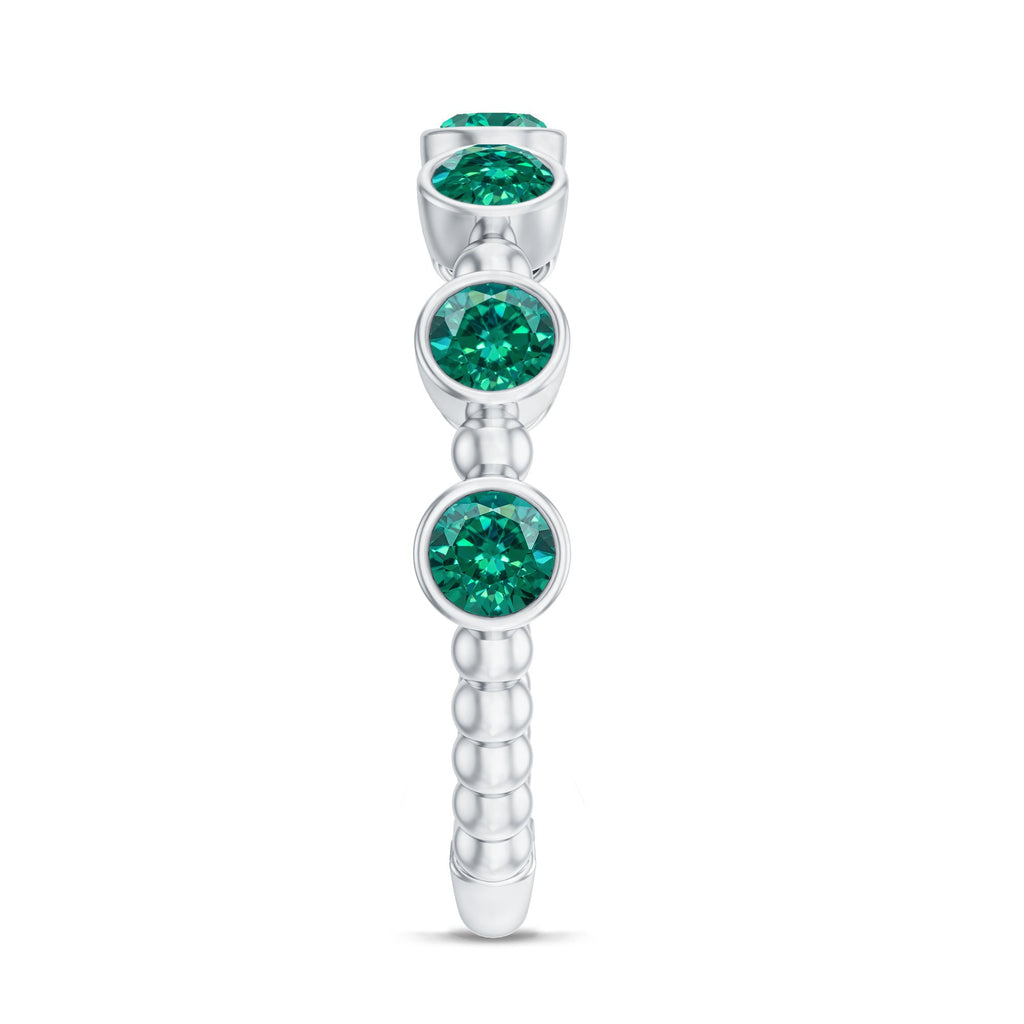 Bezel Set Lab Grown Emerald 7 Stone Half Eternity Ring with Certificate