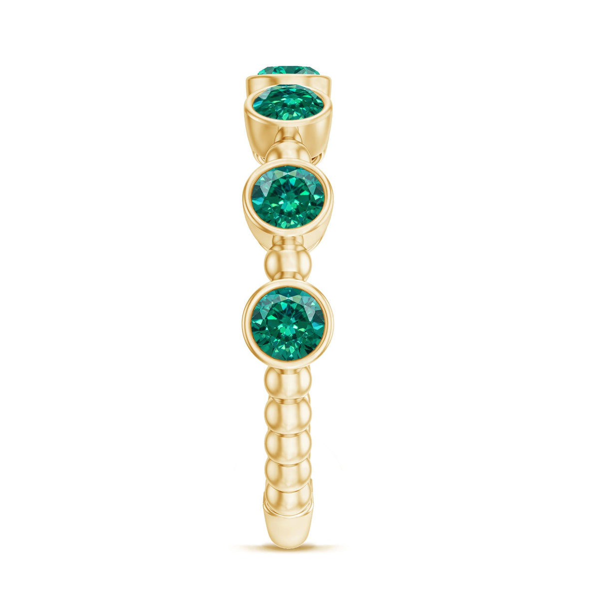 Bezel Set Lab Grown Emerald 7 Stone Half Eternity Ring with Certificate