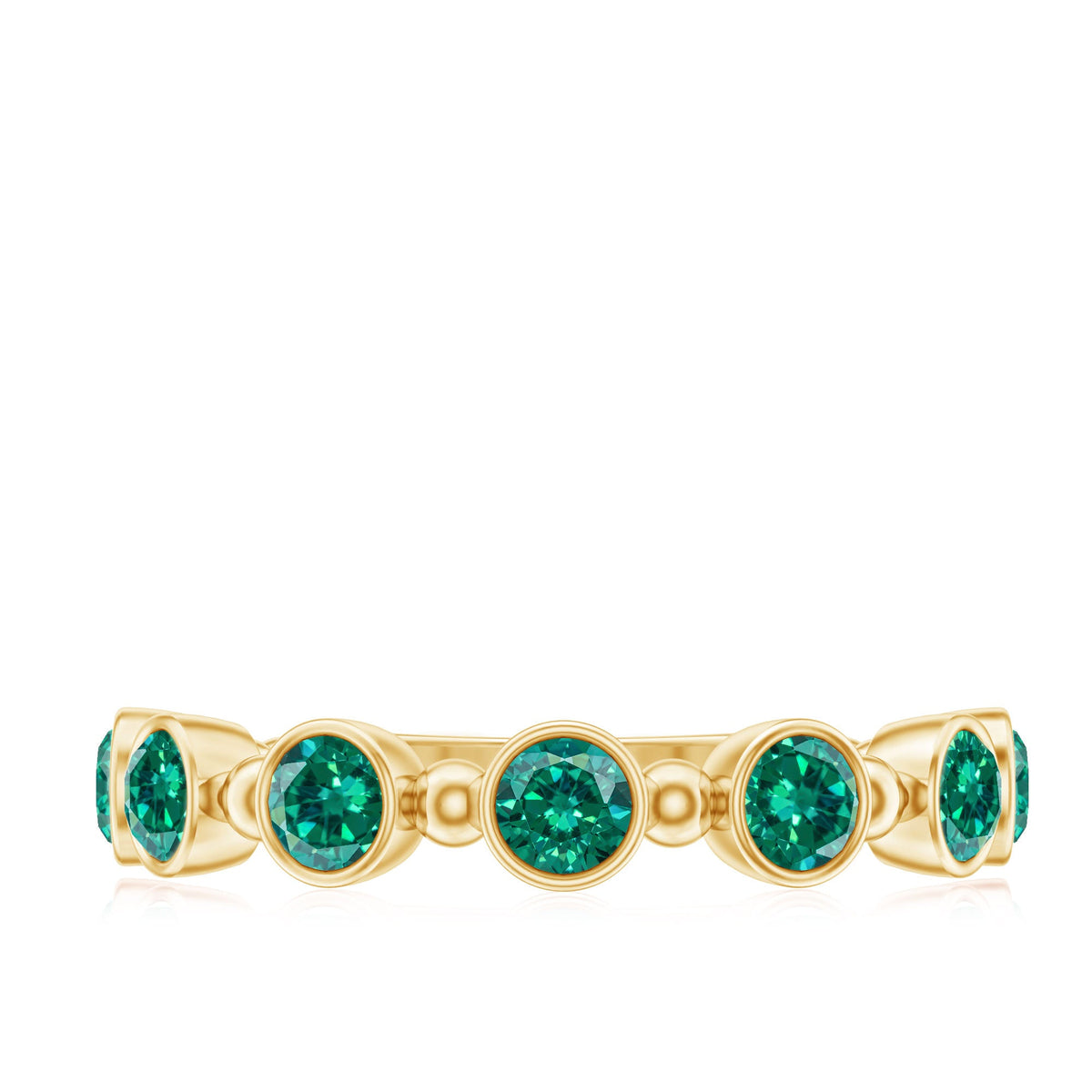 Bezel Set Lab Grown Emerald 7 Stone Half Eternity Ring with Certificate