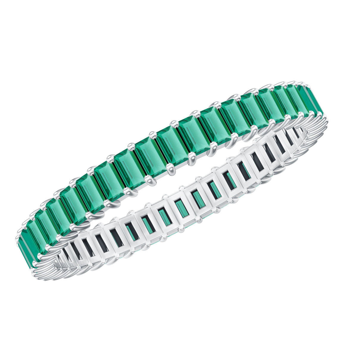 Lab Grown Emerald Baguette Eternity Band