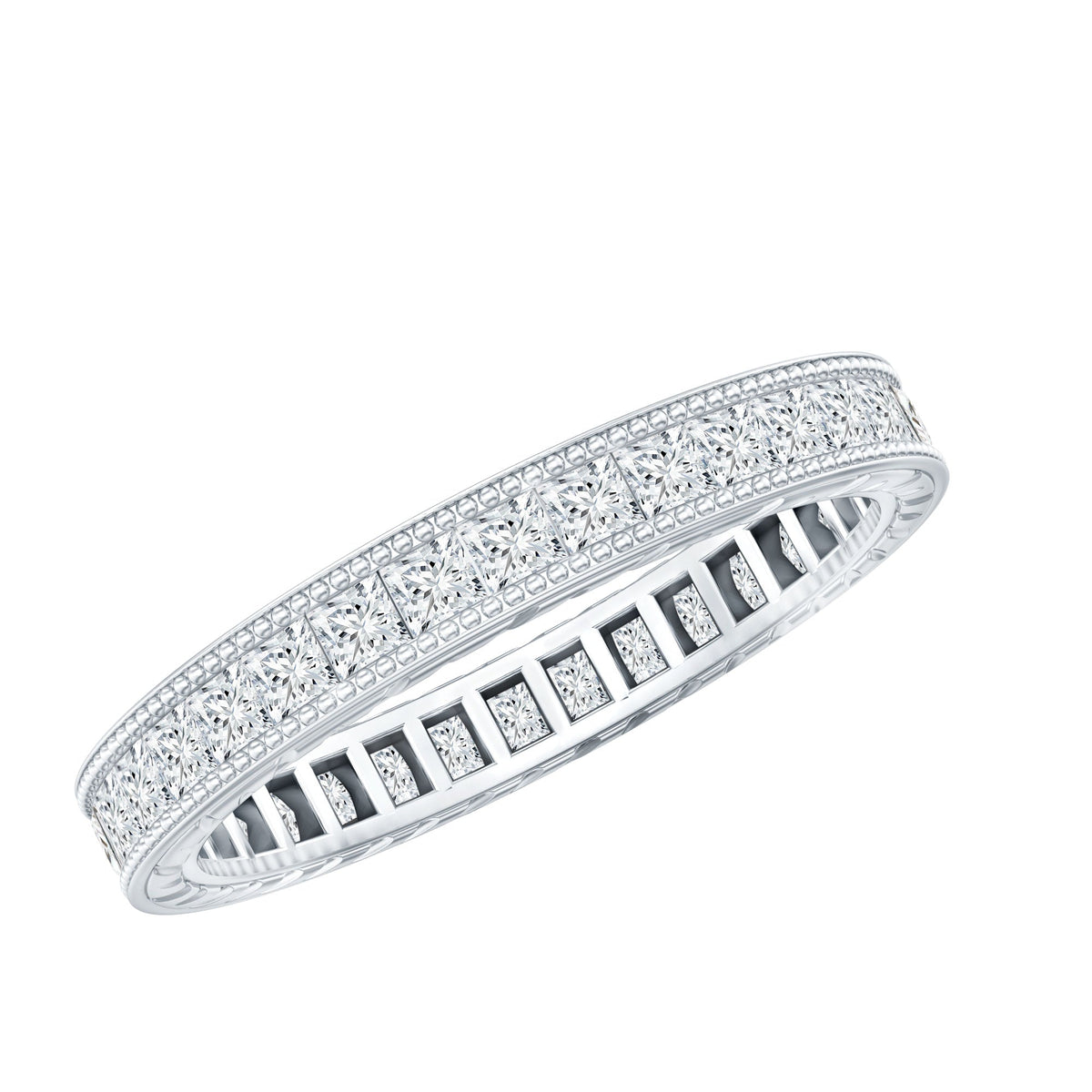 Certified Lab Created Diamond Princess Cut Wedding Band