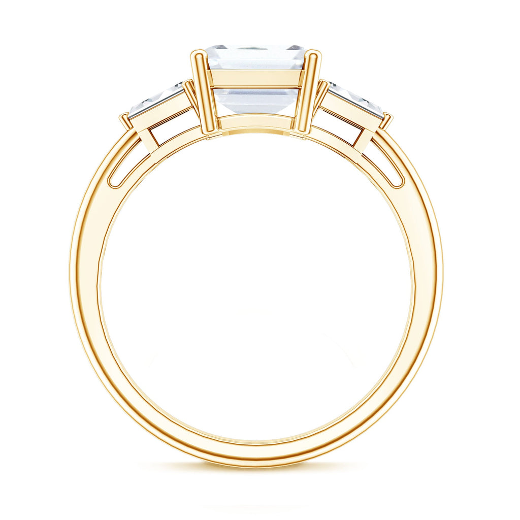 Solitaire Moissanite Emerald Cut Engagement Ring with Certificate