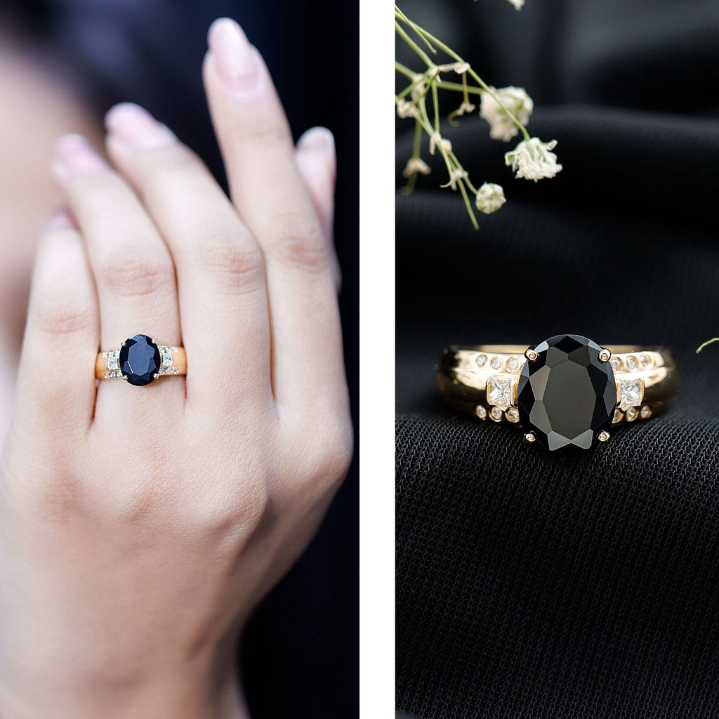 Certified 4.2 Carat Lab Grown Black and White Diamond Statement Engagement Ring