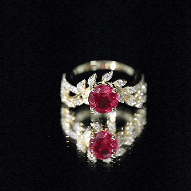 Lab Created Ruby and Diamond Vine Engagement Ring in Silver