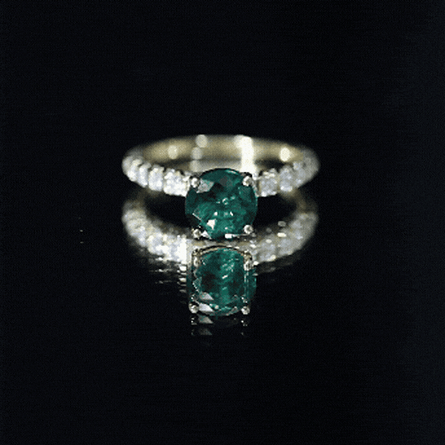 Womens Lab Grown Emerald Engagement Ring with Diamonds