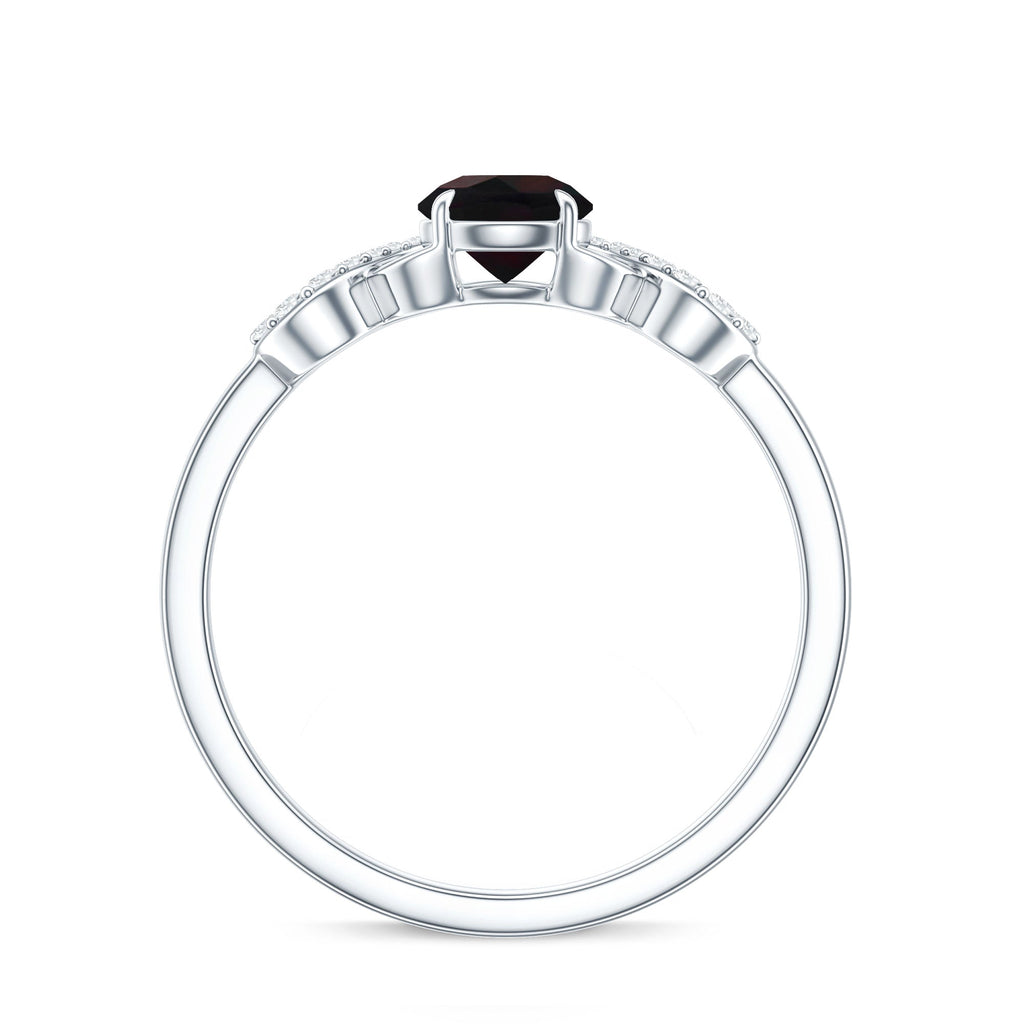 Round Black Opal Criss Cross Promise Ring with Diamond