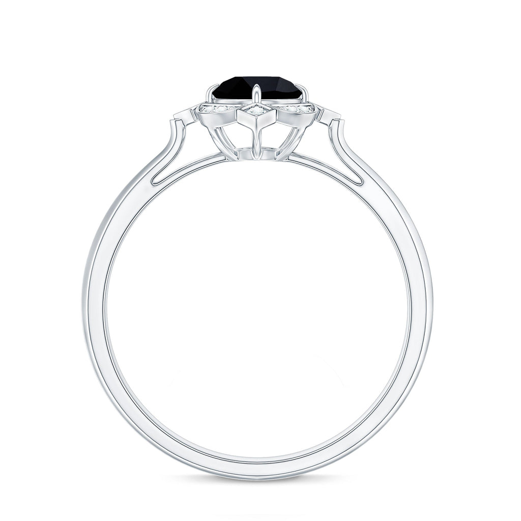 Vintage Lab Grown Black and White Diamond Engagement Ring