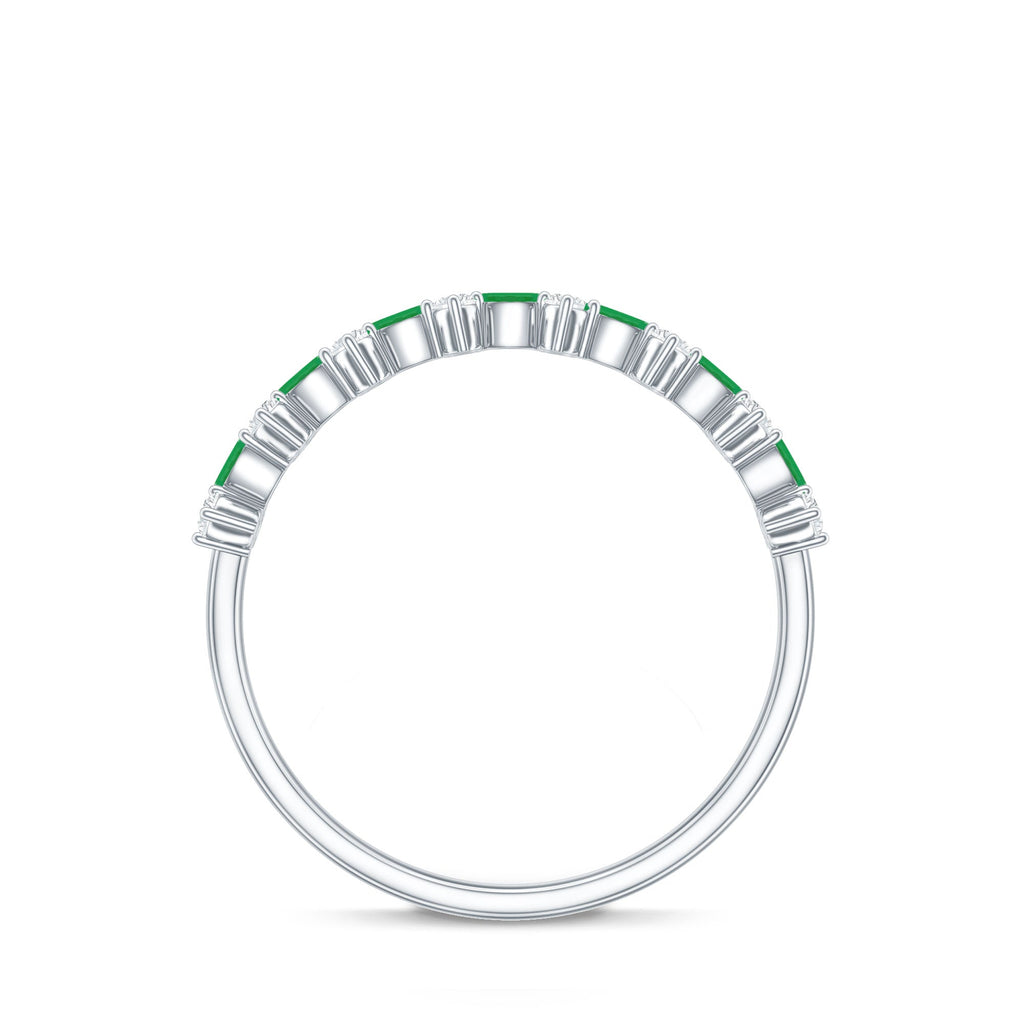 Genuine Emerald and Diamond Half Eternity Ring for Women