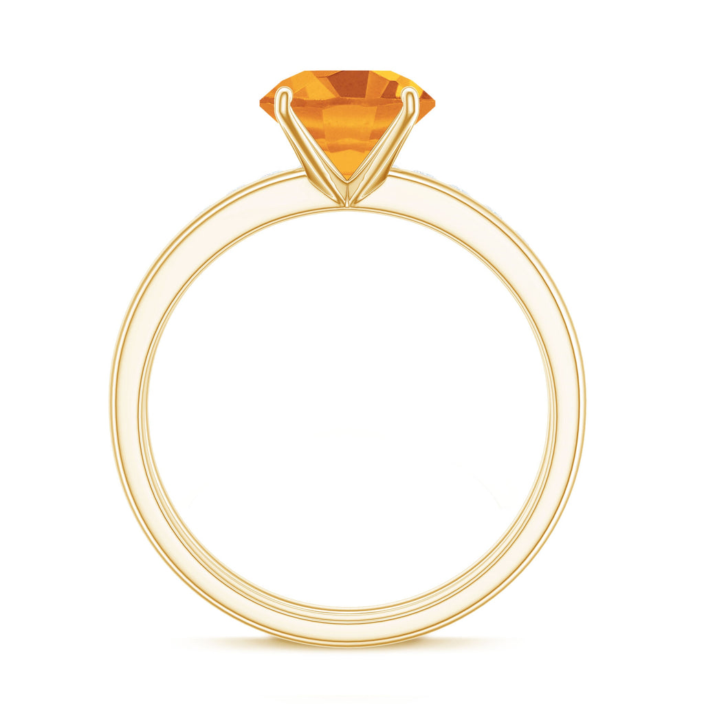 Natural Citrine Bridal Ring Set with Lab Grown Diamond Wedding Band