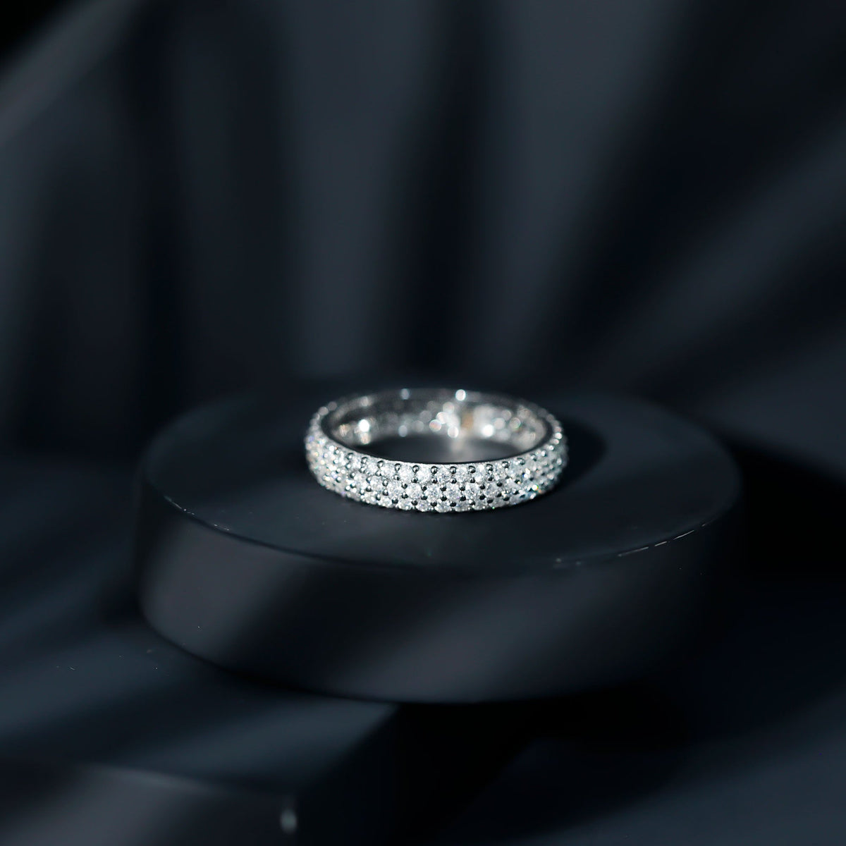 Triple Row Moissanite Classic Wedding Ring Band for Women