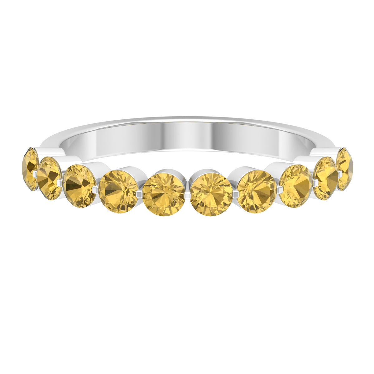 Simple Round Citrine Half Eternity Band Ring