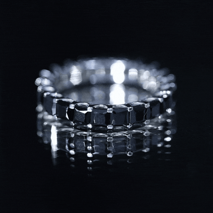 Princess Cut Black Onyx Full Eternity Wedding Band
