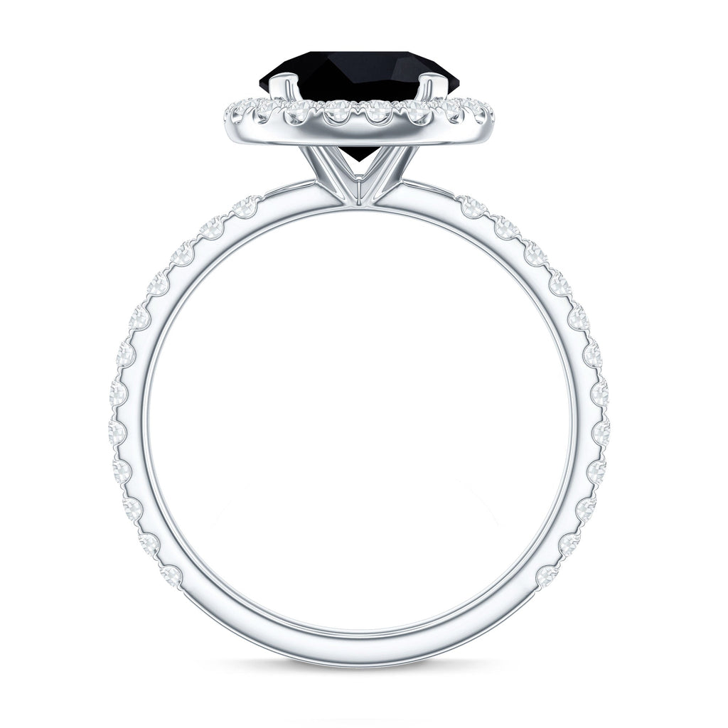 Certified 2 Carat Lab Grown Black and White Diamond Engagement Ring with Halo