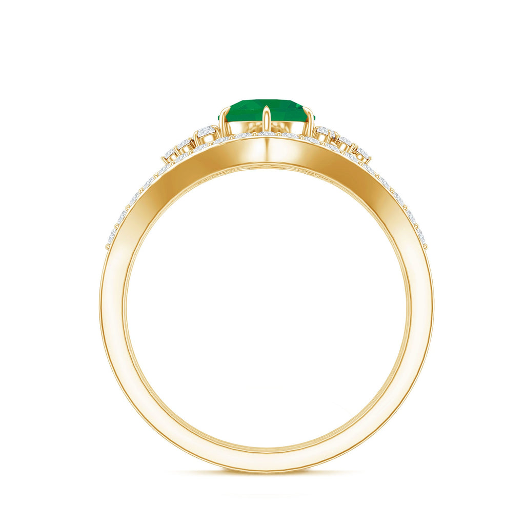 0.4 Carat Natural Emerald Diamond Wedding Bridal Ring Set of 2